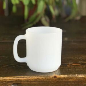 Glasbake Milkglass D Handle #77 Stackable Mug Vintage Milk Glass Heat Resistant